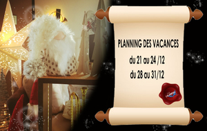 Planning vacances Noël - Semaine 51 et 52